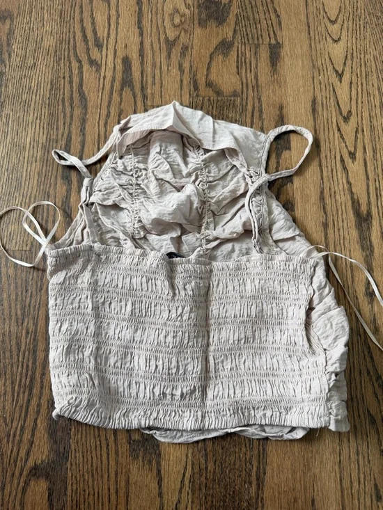 Zara Ruched Spaghetti Strap Crop Top - Light Blush - Picture 3 of 4